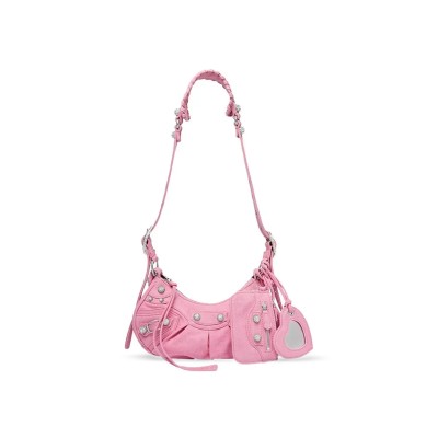 BALENCIAGA WOMEN'S LE CAGOLE SHOULDER BAG XS IN DENIM POWDER 671309210B35809 (25.9*16*9.9cm)